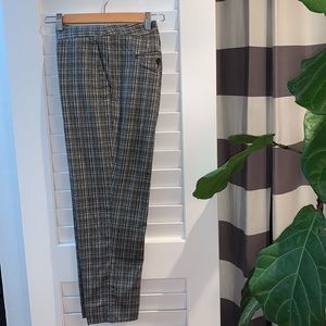 Cropped small plaid dress pants